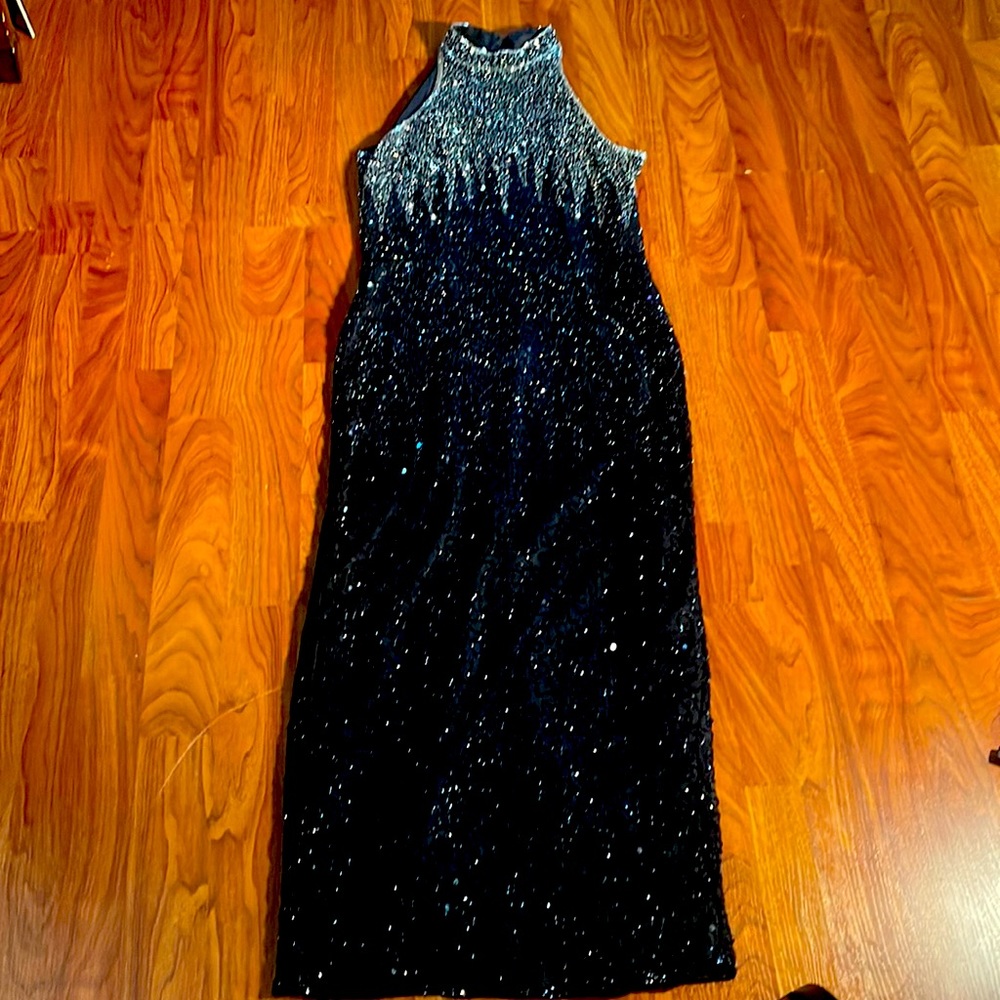 Black and silver evening gown